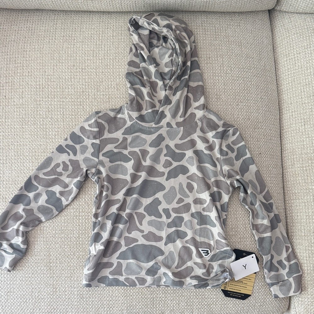 BURLEBO Gray Camo Long Sleeve Kids Tee